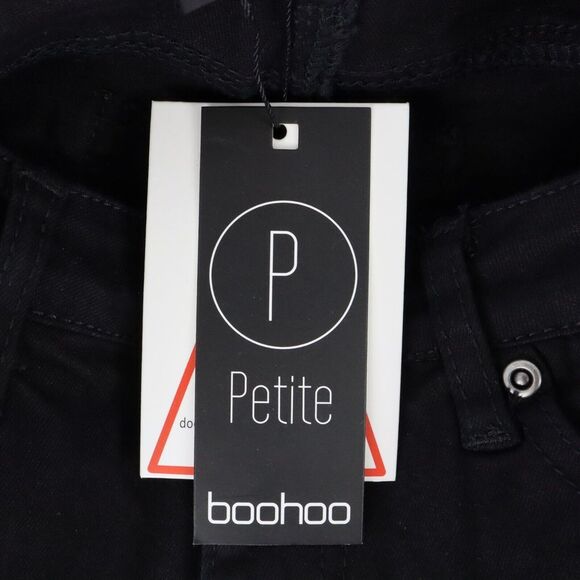 Boohoo Skinny Jeans Distressed Mid Rise Womens‎ Size 4P Black Denim Stretch NWT - Picture 7 of 7